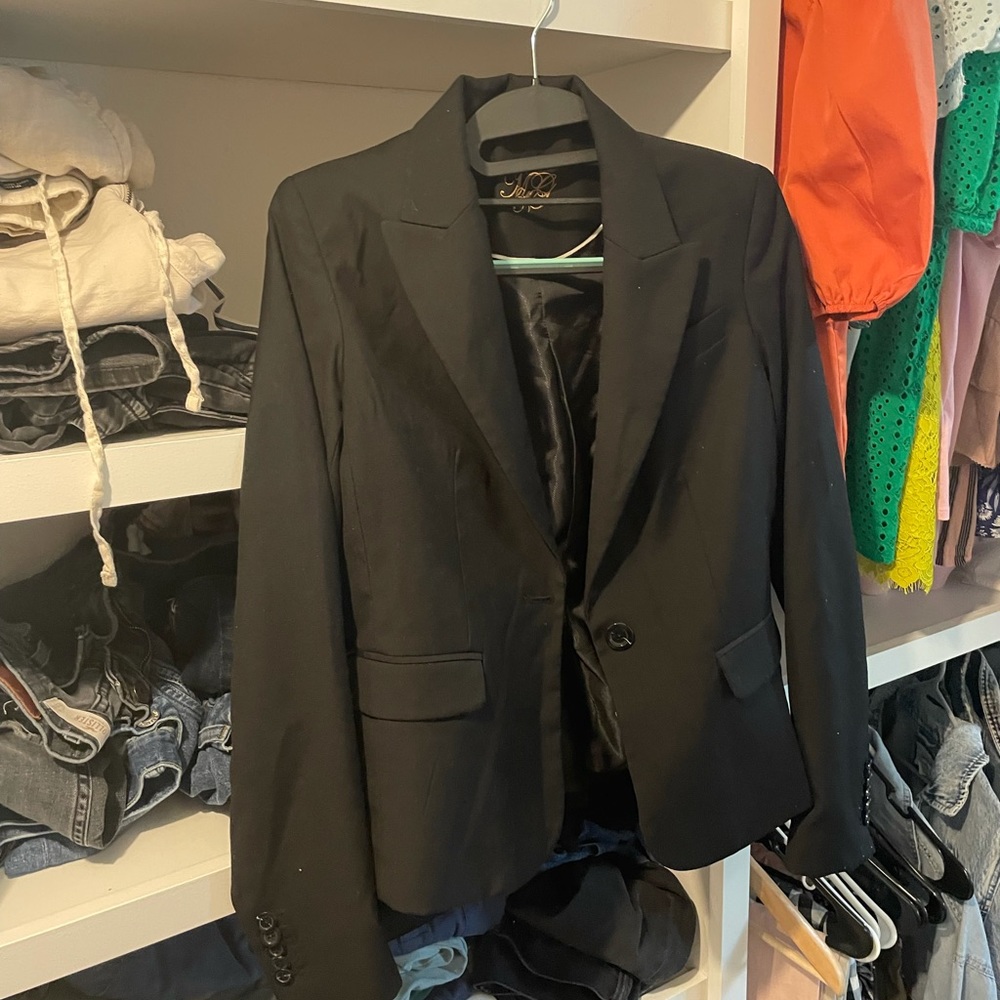 WOMENS MANGO BLAZER SIZE 34 EUR BLACK SUIT JACKET FORMAL WORK MNG FOR MANGO